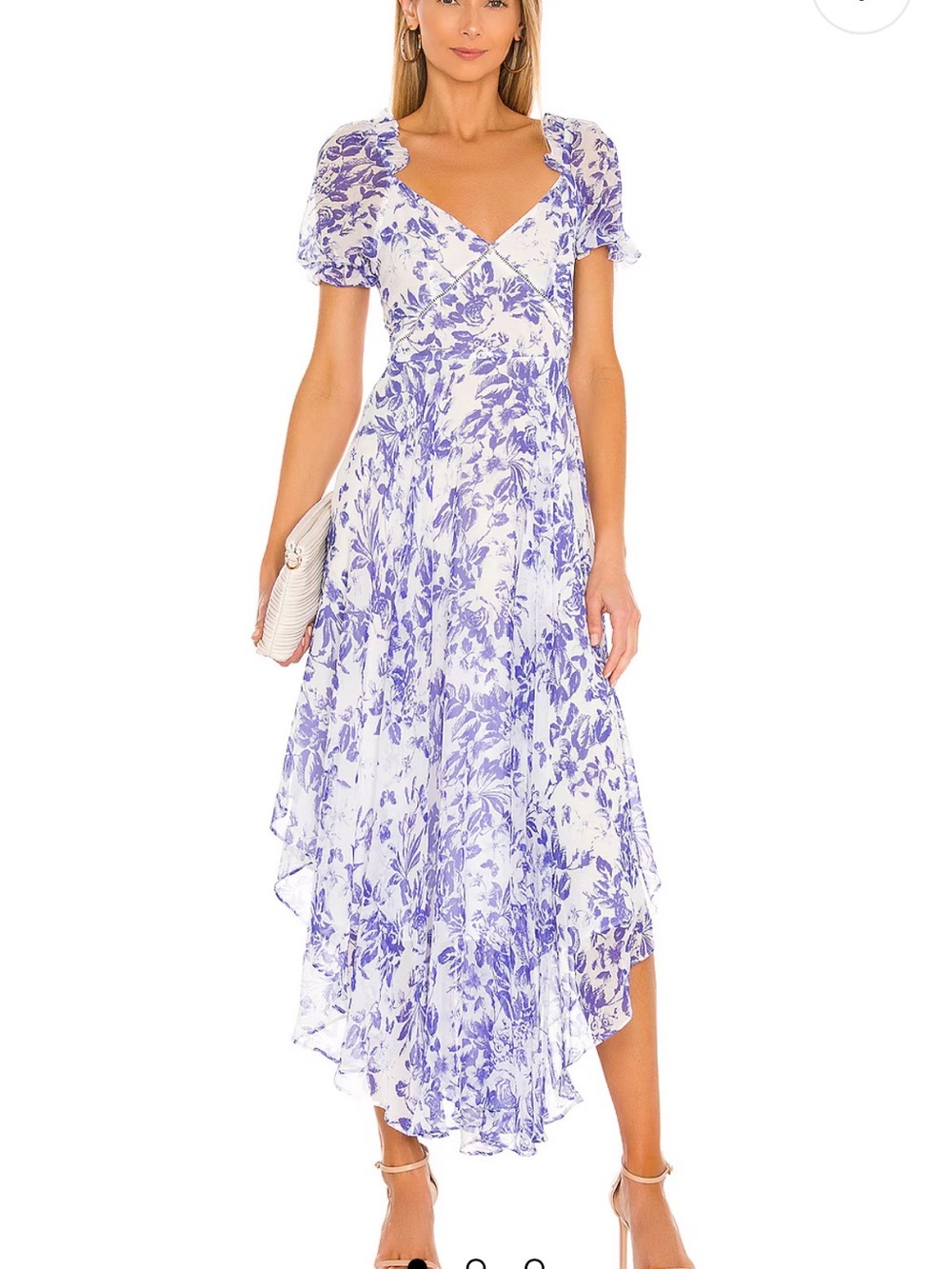 SAU LEE Georgia Dress in Blue and White - 2